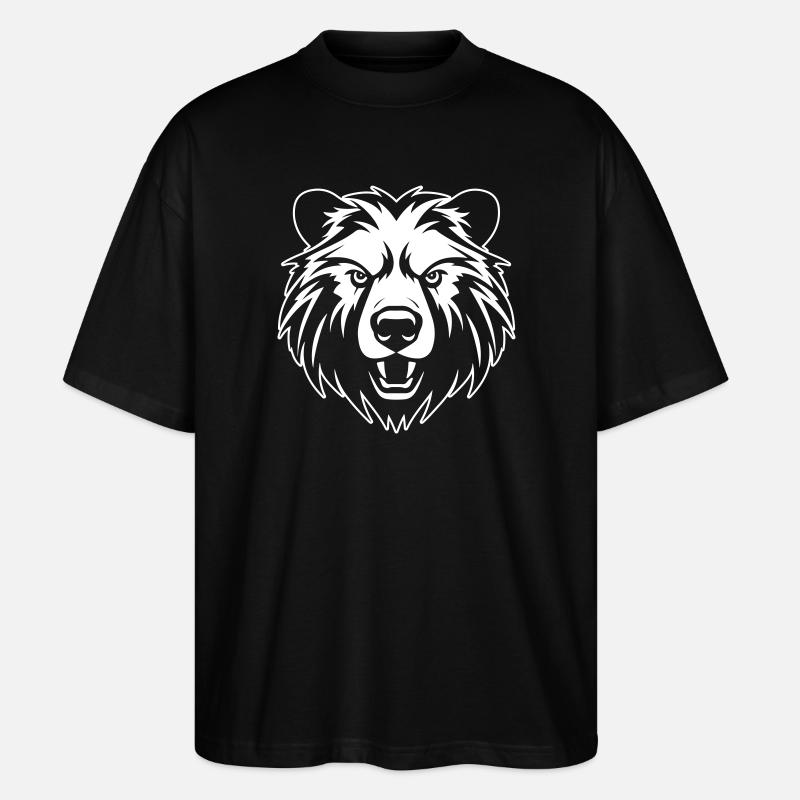 Bär Kopf - Stanley/Stella Oversized Unisex Bio T-Shirt Blaster 2.0 - Schwarz