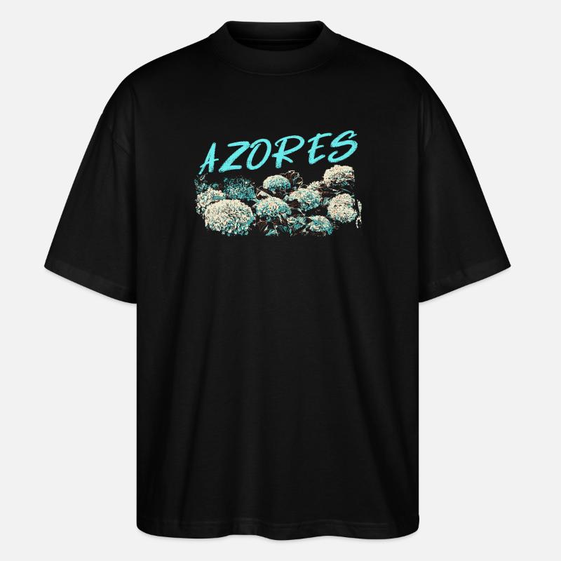 Azores Hydrangea, Blue Hydrangeas - Stanley/Stella Oversized Unisex Organic T-shirt Blaster 2.0 - black