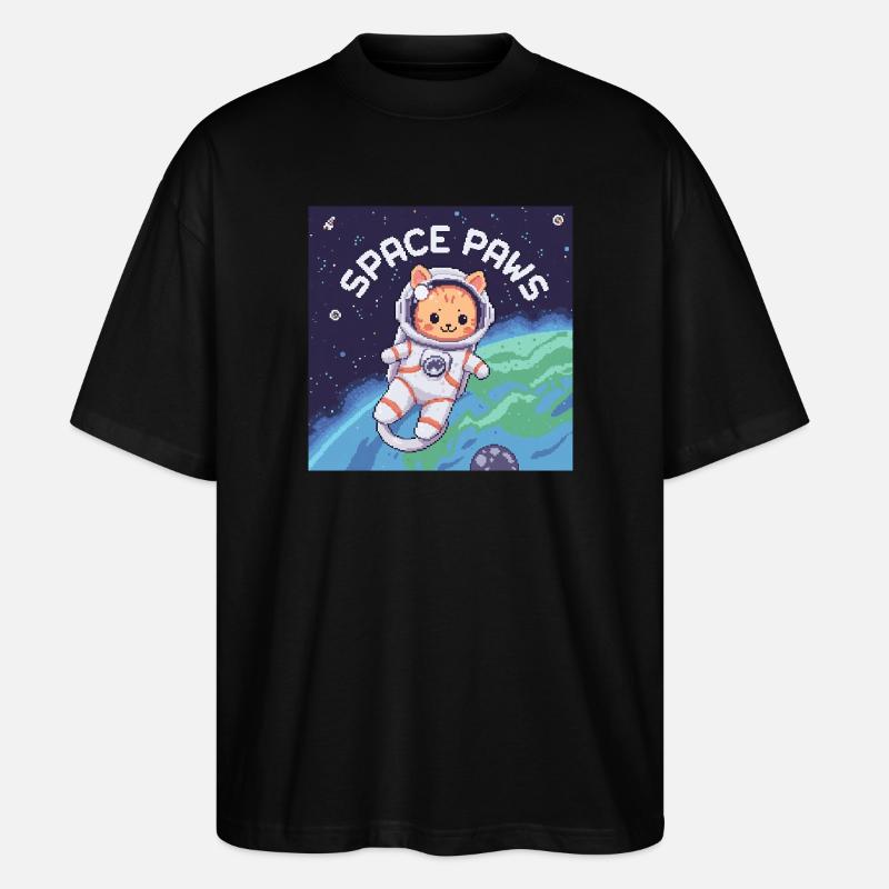 Space Paws - Pixel Cat Astronaute - T-shirt bio Blaster 2.0 coupe oversize Stanley/Stella Unisexe - noir