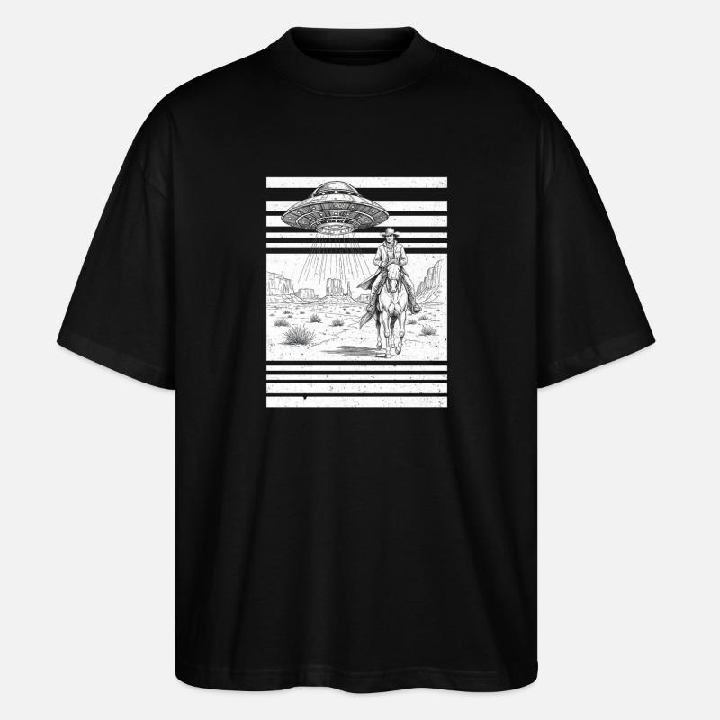 UFO Western Ritter - Stanley/Stella Oversized Unisex Bio T-Shirt Blaster 2.0 - Schwarz