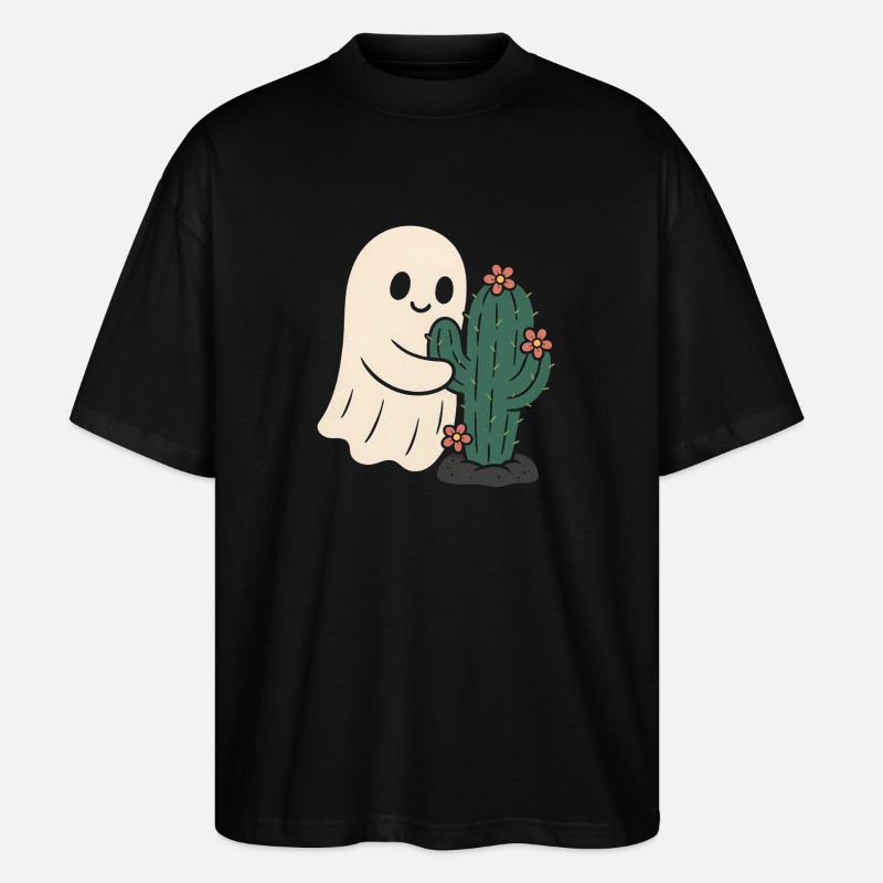 Ghost Hugging Cactus Flowers - Stanley/Stella Oversized Unisex Organic T-shirt Blaster 2.0 - black