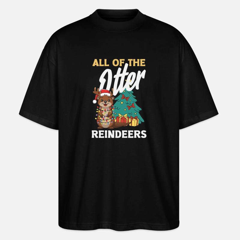 Seeotter-pun-weihnachts-rentiere - Stanley/Stella Oversized Unisex Bio T-Shirt Blaster 2.0 - Schwarz