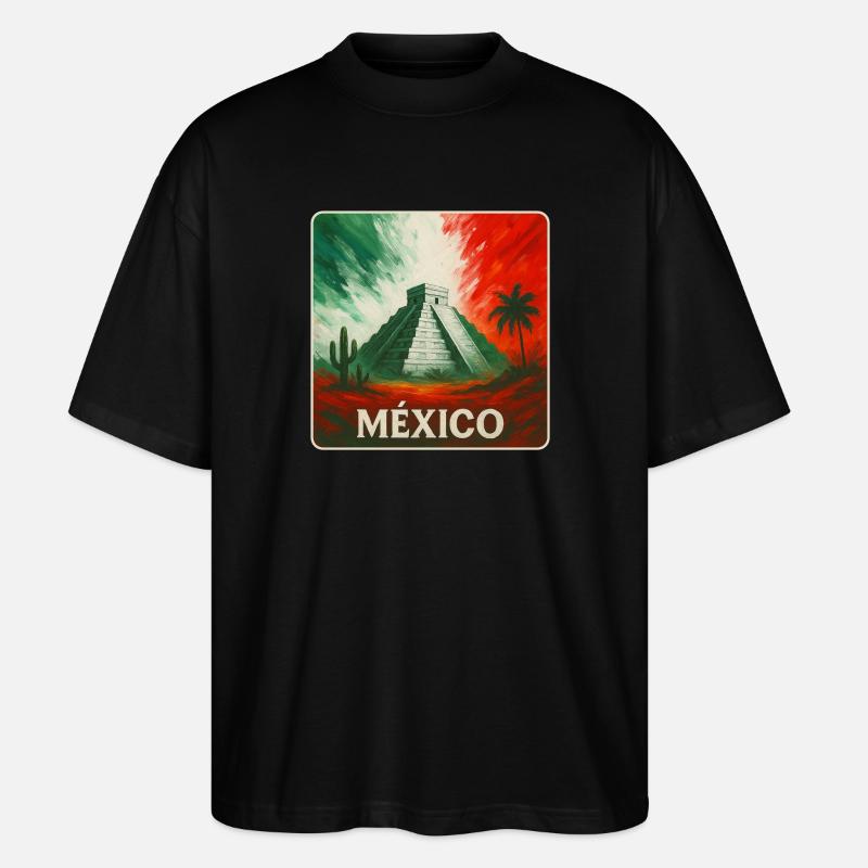 Conception des pyramides du Mexique - T-shirt bio Blaster 2.0 coupe oversize Stanley/Stella Unisexe - noir