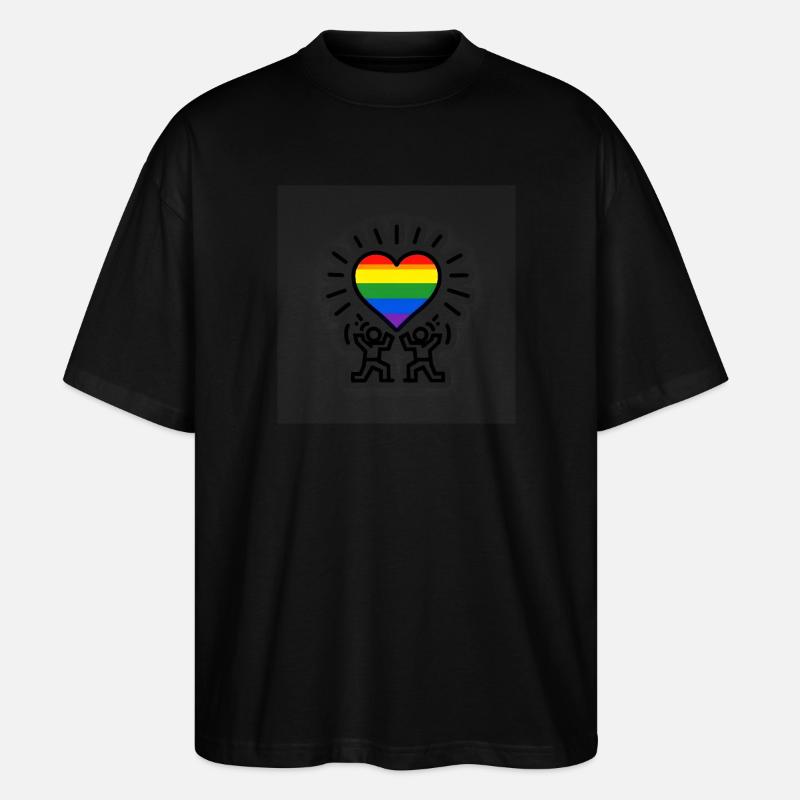 Herz-Regenbogen-Feier - Stanley/Stella Oversized Unisex Bio T-Shirt Blaster 2.0 - Schwarz