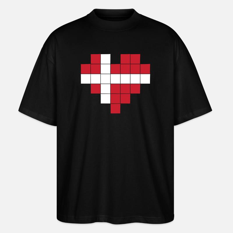 Pixel Heart Drapeau du Danemark - T-shirt bio Blaster 2.0 coupe oversize Stanley/Stella Unisexe - noir