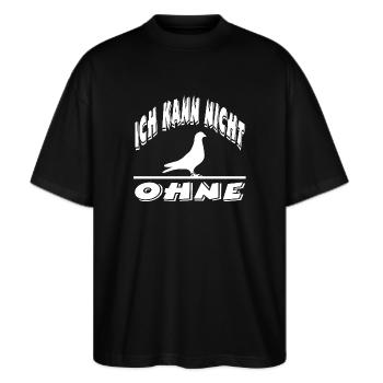 Tauben - Stanley/Stella Oversized Unisex Bio T-Shirt Blaster 2.0 - Schwarz - Vorne - Alina (178cm) & Michal (187cm)