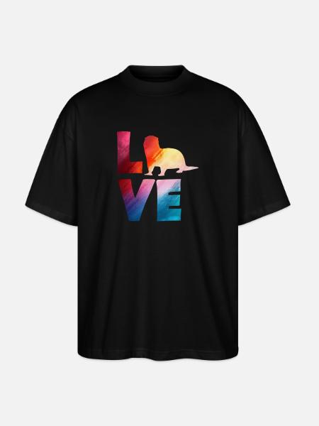 Seeotter Cartoon Bunte Liebe - Stanley/Stella Oversized Unisex Bio T-Shirt Blaster 2.0 - Schwarz
