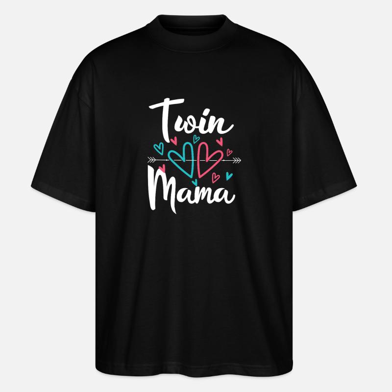 Maman jumelle Grossesse Maman de jumeaux - T-shirt bio Blaster 2.0 coupe oversize Stanley/Stella Unisexe - noir