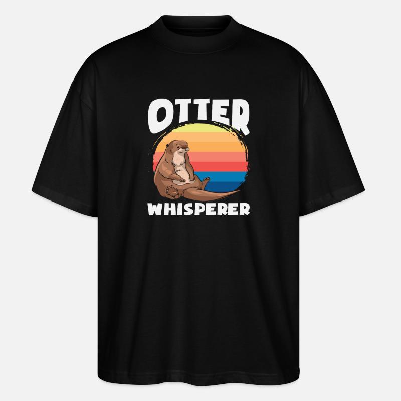 Seeotter Cartoon Retro Flüsterer - Stanley/Stella Oversized Unisex Bio T-Shirt Blaster 2.0 - Schwarz
