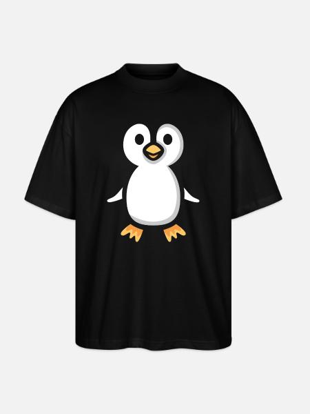 Cute Cartoon Penguin Illustration - Stanley/Stella Oversized Unisex Organic T-shirt Blaster 2.0 - black