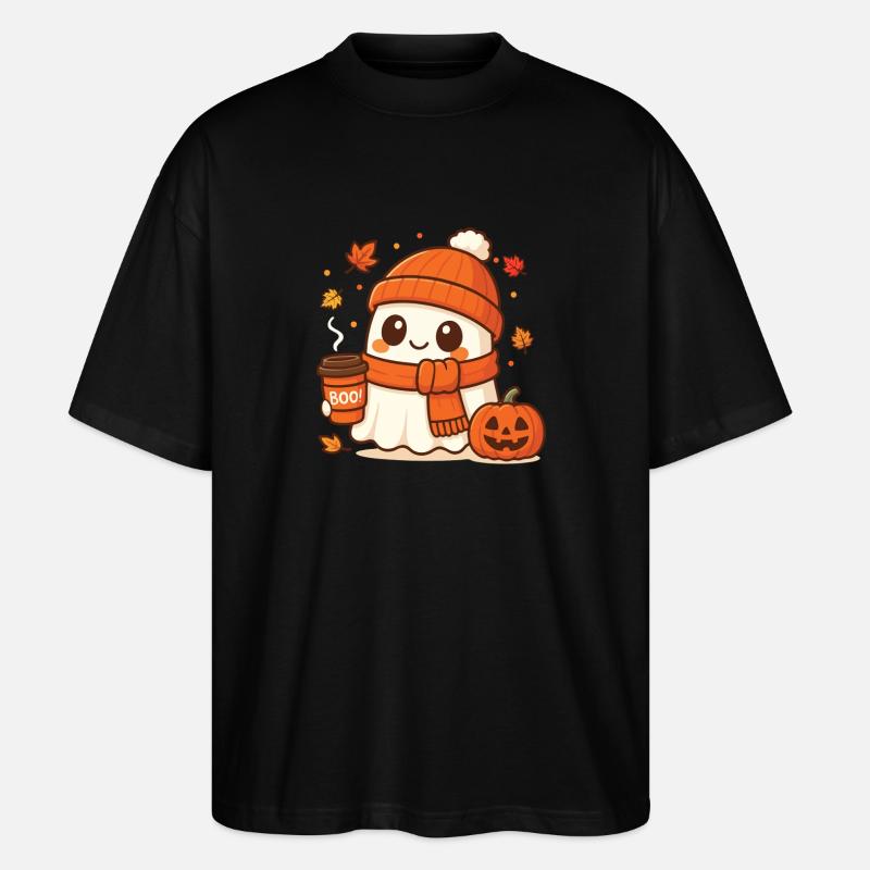 Café d’Halloween Ghost Caféiné Boo - T-shirt bio Blaster 2.0 coupe oversize Stanley/Stella Unisexe - noir