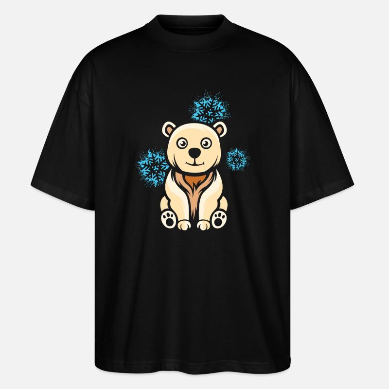 Cartoon Eisbär mit Schneeflocken - Stanley/Stella Oversized Unisex Bio T-Shirt Blaster 2.0 - Schwarz