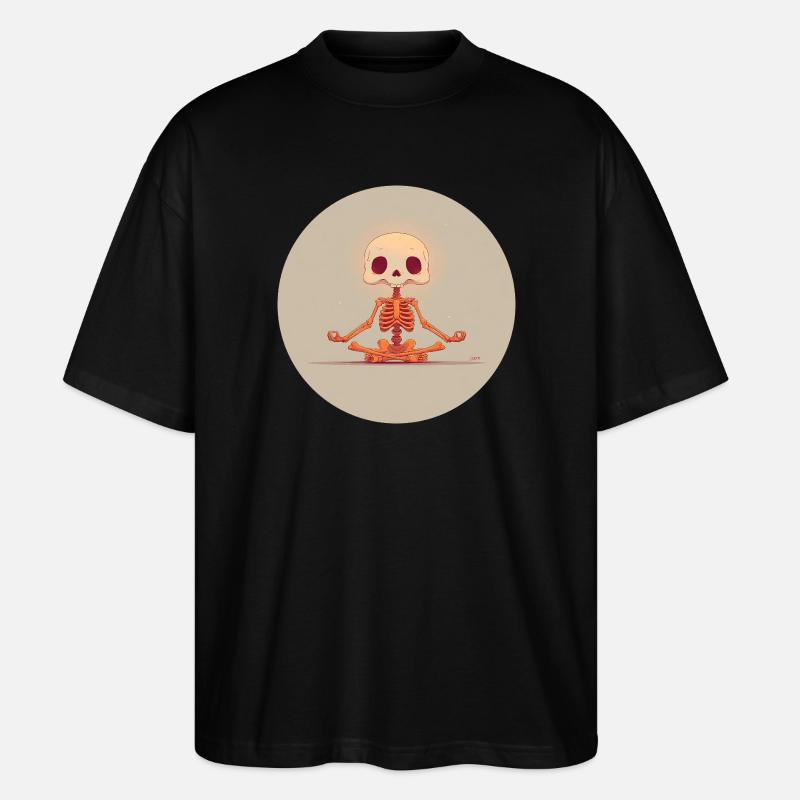 Skelett Meditationspose in Orange - Stanley/Stella Oversized Unisex Bio T-Shirt Blaster 2.0 - Schwarz