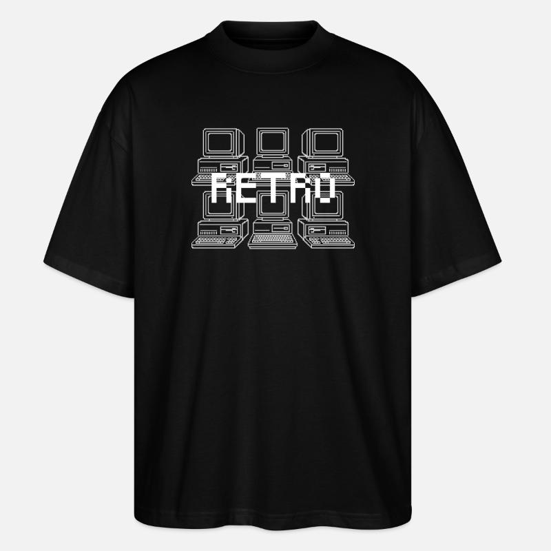 Rétro grille informatique techno - T-shirt bio Blaster 2.0 coupe oversize Stanley/Stella Unisexe - noir