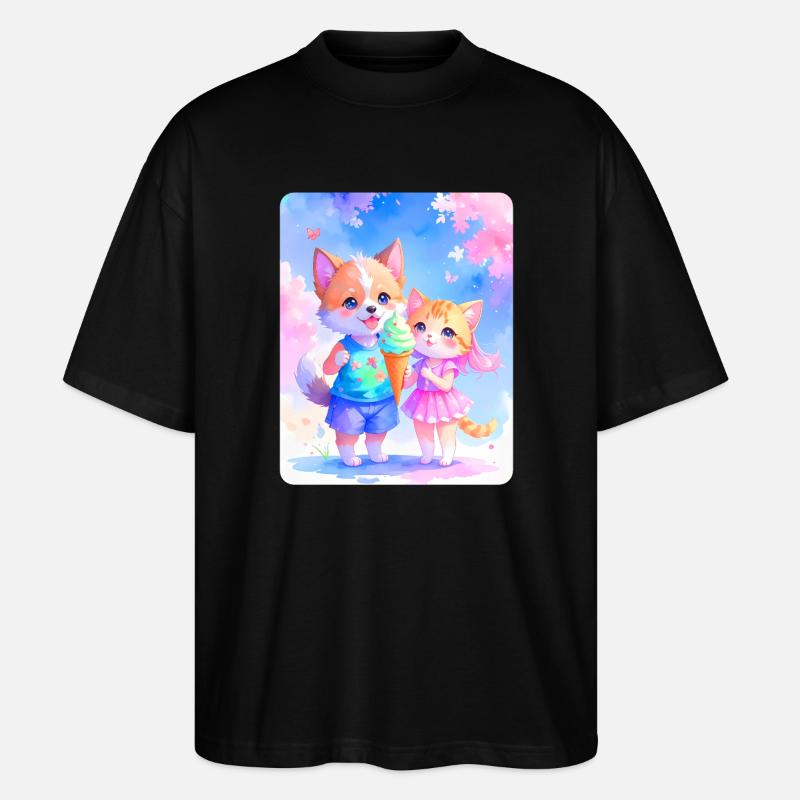Hündchen, Kätzchen & Eiscreme - Stanley/Stella Oversized Unisex Bio T-Shirt Blaster 2.0 - Schwarz