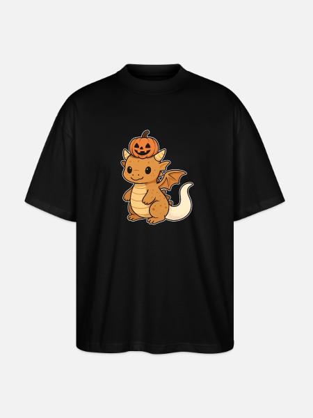 Pumpkin Dragon Kawaii Halloween - Stanley/Stella Oversized Unisex Organic T-shirt Blaster 2.0 - black