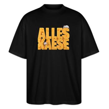 Alles Kaese - Stanley/Stella Oversized Unisex Bio T-Shirt Blaster 2.0 - Schwarz - Vorne - Alina (178cm) & Michal (187cm)