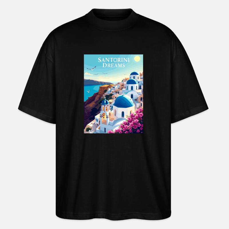 Santorini Träume - Stanley/Stella Oversized Unisex Bio T-Shirt Blaster 2.0 - Schwarz
