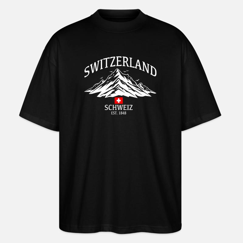 Schweiz swiss Est.1848 - Stanley/Stella Oversized Unisex Bio T-Shirt Blaster 2.0 - Schwarz