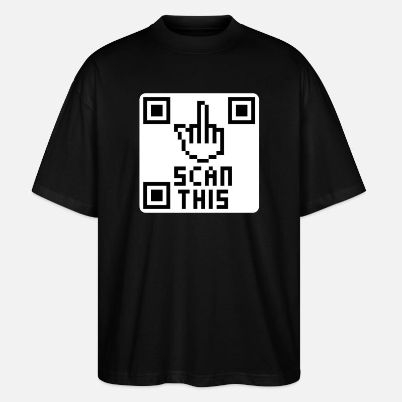 QRcode Mittelfinger - Stanley/Stella Oversized Unisex Bio T-Shirt Blaster 2.0 - Schwarz