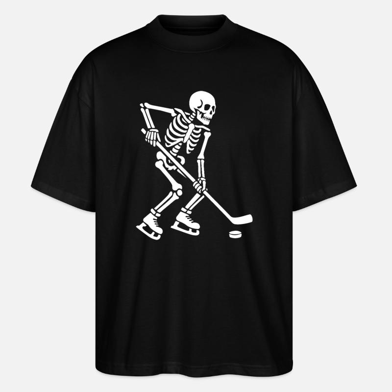 Skeleton spielt Hockey - Stanley/Stella Oversized Unisex Bio T-Shirt Blaster 2.0 - Schwarz