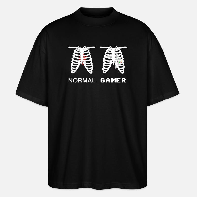 Gamer Anatomie Skelett 8bit - Stanley/Stella Oversized Unisex Bio T-Shirt Blaster 2.0 - Schwarz