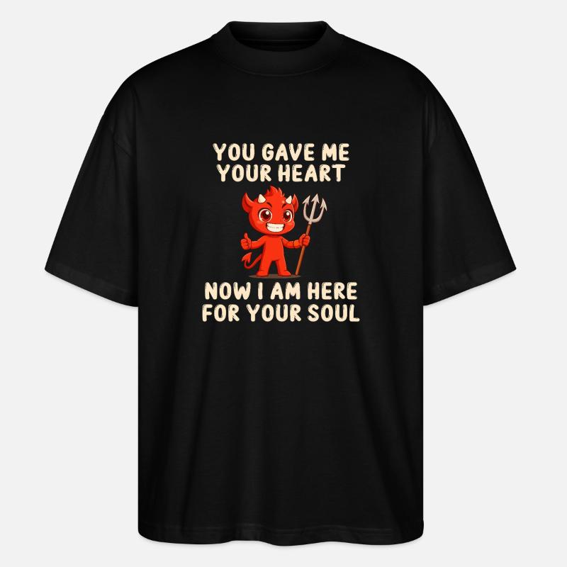 Devilish love message - Stanley/Stella Oversized Unisex Organic T-shirt Blaster 2.0 - black