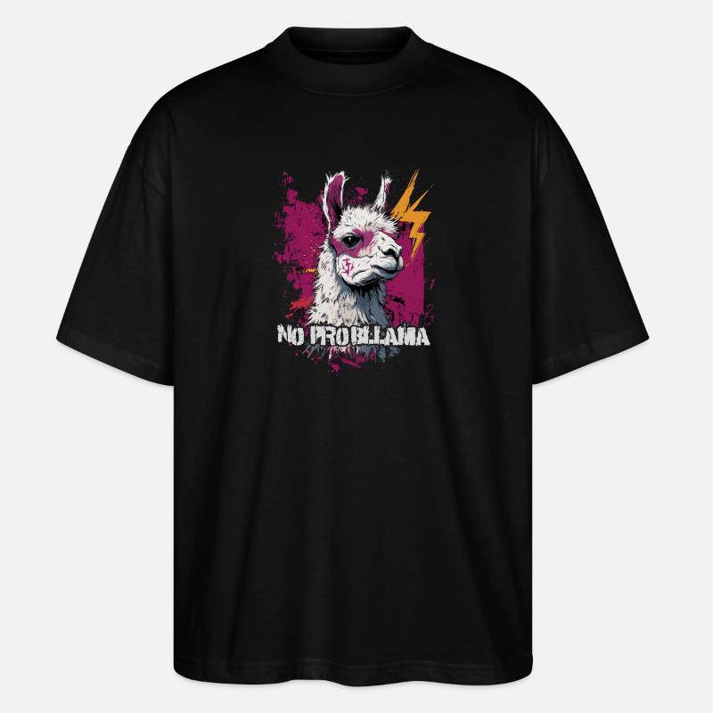 Cooles Lama Alpaka - Stanley/Stella Oversized Unisex Bio T-Shirt Blaster 2.0 - Schwarz