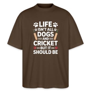 Cricket Dire Chiens Drôle Cricket Cadeau - T-shirt bio Blaster 2.0 coupe oversize Stanley/Stella Unisexe - marron foncé - Devant - Alina (178cm) & Michal (187cm)
