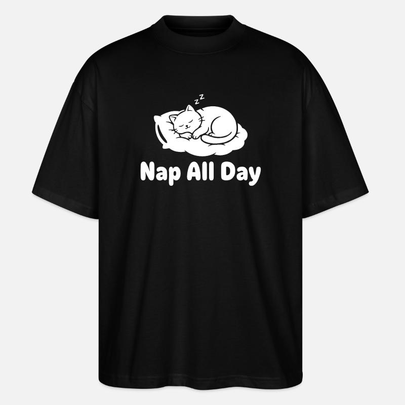 Cat Sleep Nap All Day - Stanley/Stella Oversized Unisex Organic T-shirt Blaster 2.0 - black