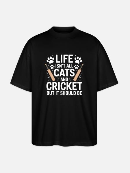 Cricket Saying Cats Funny Cricket Gift - Stanley/Stella Oversized Unisex Organic T-shirt Blaster 2.0 - black