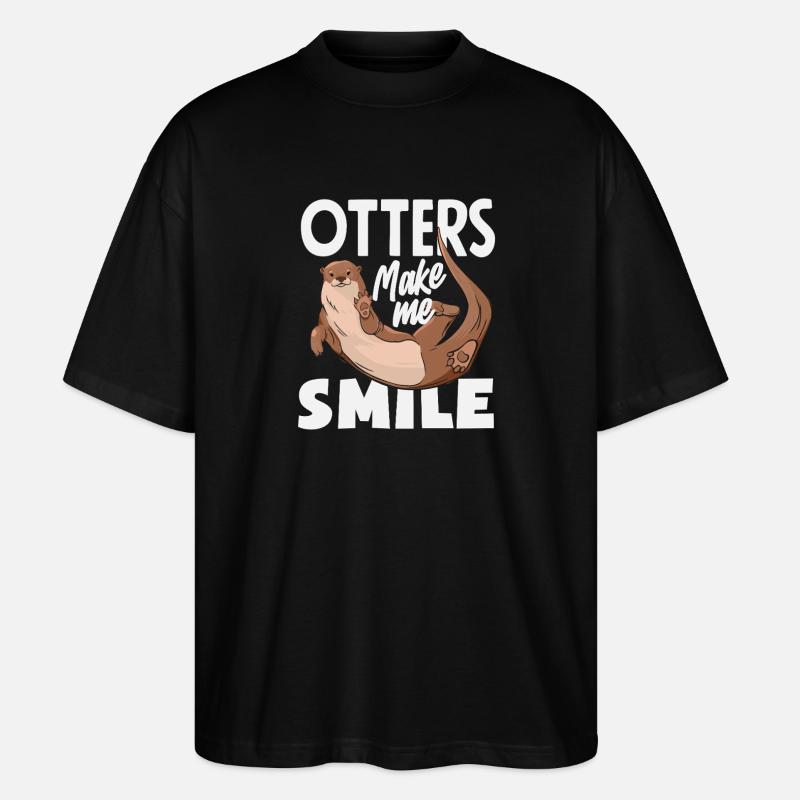 Lächelnder Seeotter Cartoon - Stanley/Stella Oversized Unisex Bio T-Shirt Blaster 2.0 - Schwarz