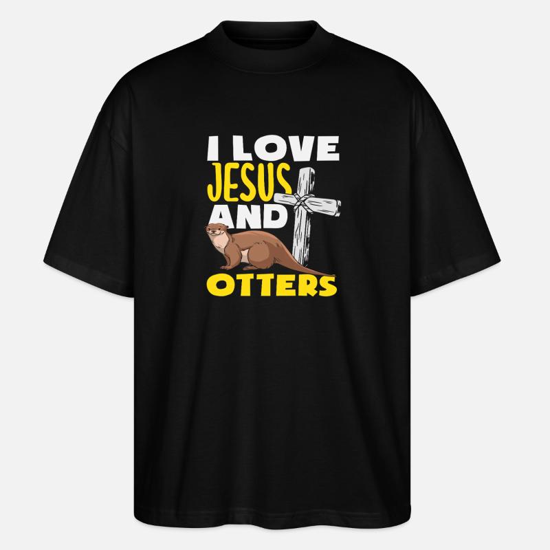 Jesus Seeotter Cartoon - Stanley/Stella Oversized Unisex Bio T-Shirt Blaster 2.0 - Schwarz
