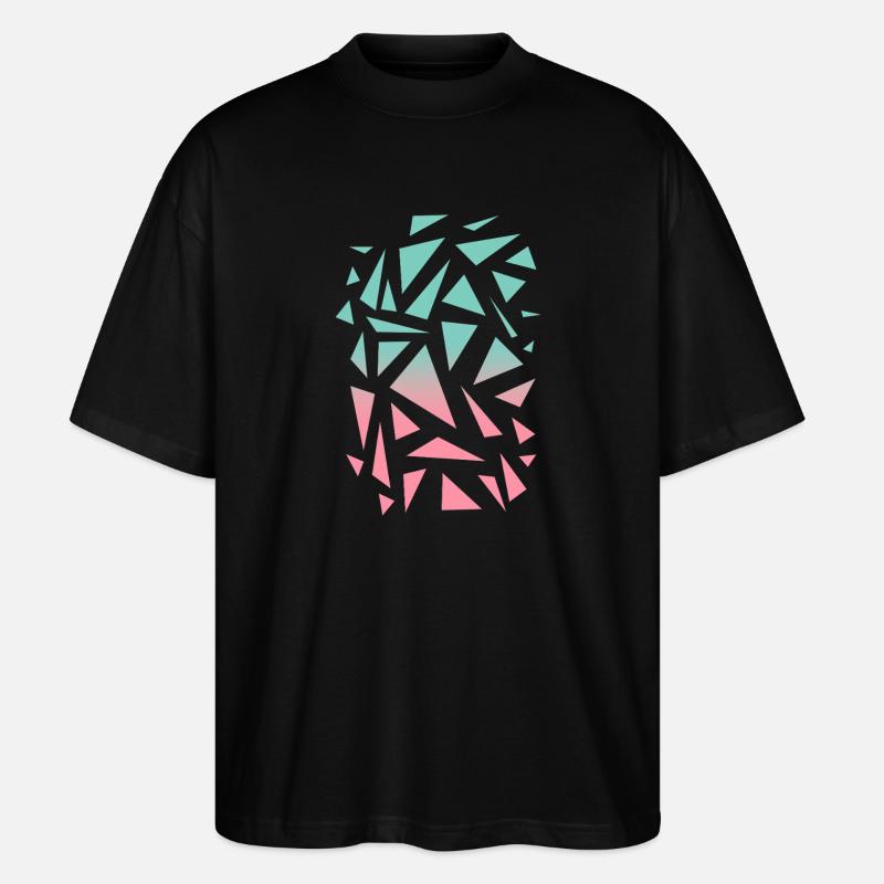 Triangle Pattern - Turquoise Pink - Stanley/Stella Oversized Unisex Organic T-shirt Blaster 2.0 - black