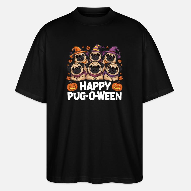Pug-O-Ween Chapeau de Sorcière Carlins - T-shirt bio Blaster 2.0 coupe oversize Stanley/Stella Unisexe - noir