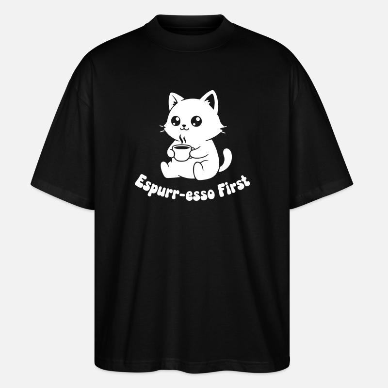 Kaffeekätzchen Latte Illustration - Stanley/Stella Oversized Unisex Bio T-Shirt Blaster 2.0 - Schwarz