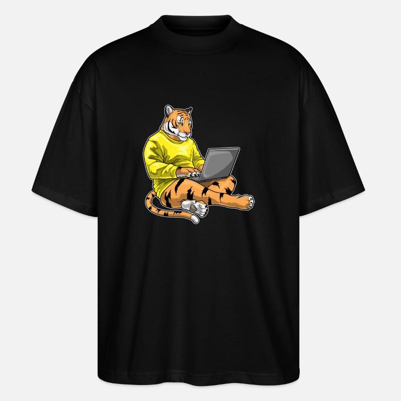 Tiger Laptop - Stanley/Stella Oversized Unisex Bio T-Shirt Blaster 2.0 - Schwarz