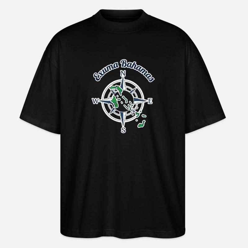 Exuma Bahamas Kompass Grafik - Stanley/Stella Oversized Unisex Bio T-Shirt Blaster 2.0 - Schwarz