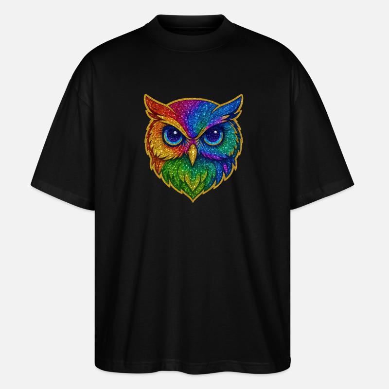 Eule | Waldkauz | Regenbogen Eulenzauber - Stanley/Stella Oversized Unisex Bio T-Shirt Blaster 2.0 - Schwarz