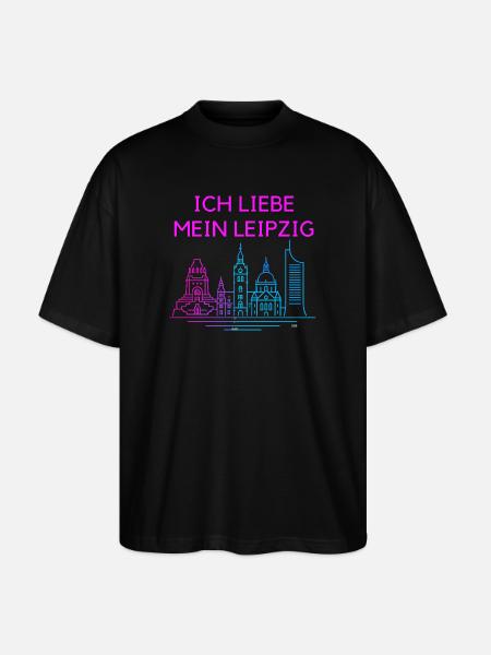 I love my Leipzig Neon Skyline - Stanley/Stella Oversized Unisex Organic T-shirt Blaster 2.0 - black