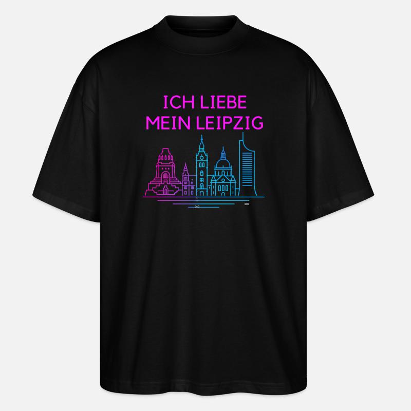 J’adore ma Leipzig Neon Skyline - T-shirt bio Blaster 2.0 coupe oversize Stanley/Stella Unisexe - noir