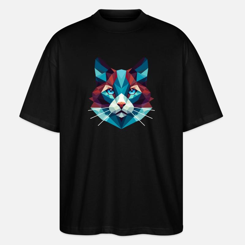 Cat Lowpoly - T-shirt bio Blaster 2.0 coupe oversize Stanley/Stella Unisexe - noir