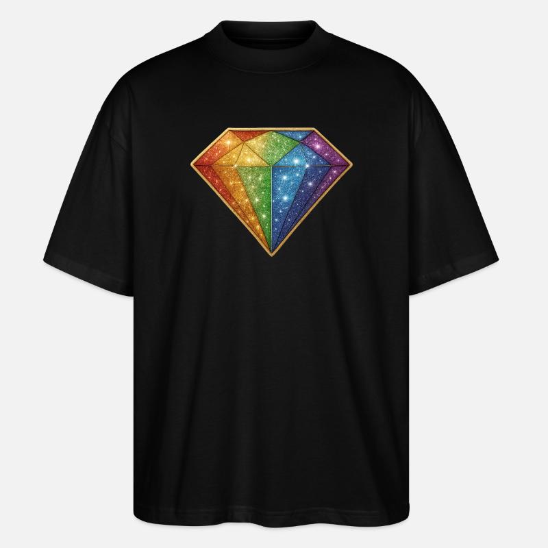 Regenbogen Glitzer-Diamant - Stanley/Stella Oversized Unisex Bio T-Shirt Blaster 2.0 - Schwarz