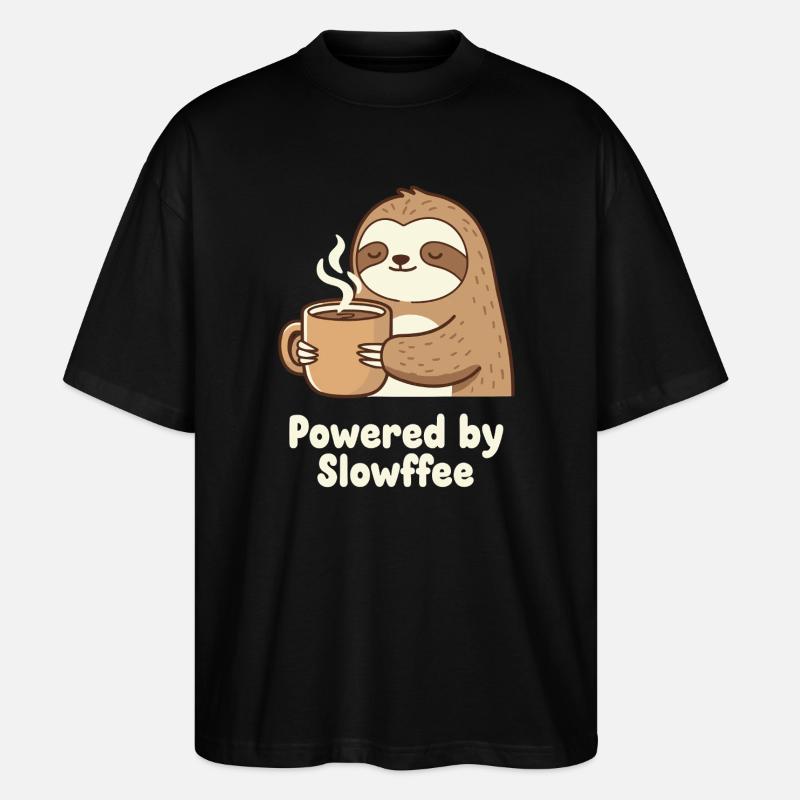 Faultier Kaffee Power Illustration - Stanley/Stella Oversized Unisex Bio T-Shirt Blaster 2.0 - Schwarz