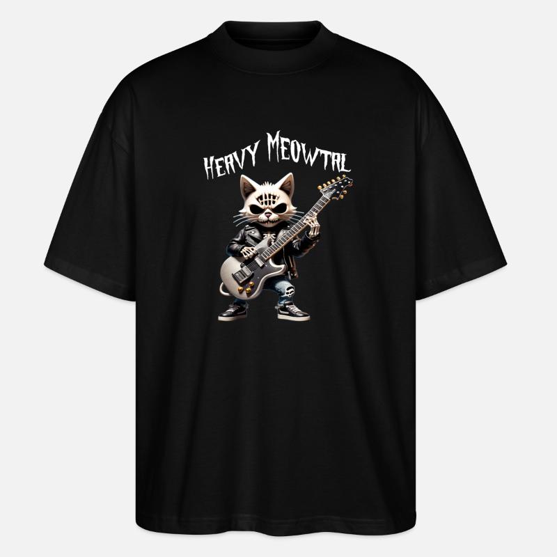 Cat Rocker with Guitar - Stanley/Stella Oversized Unisex Organic T-shirt Blaster 2.0 - black