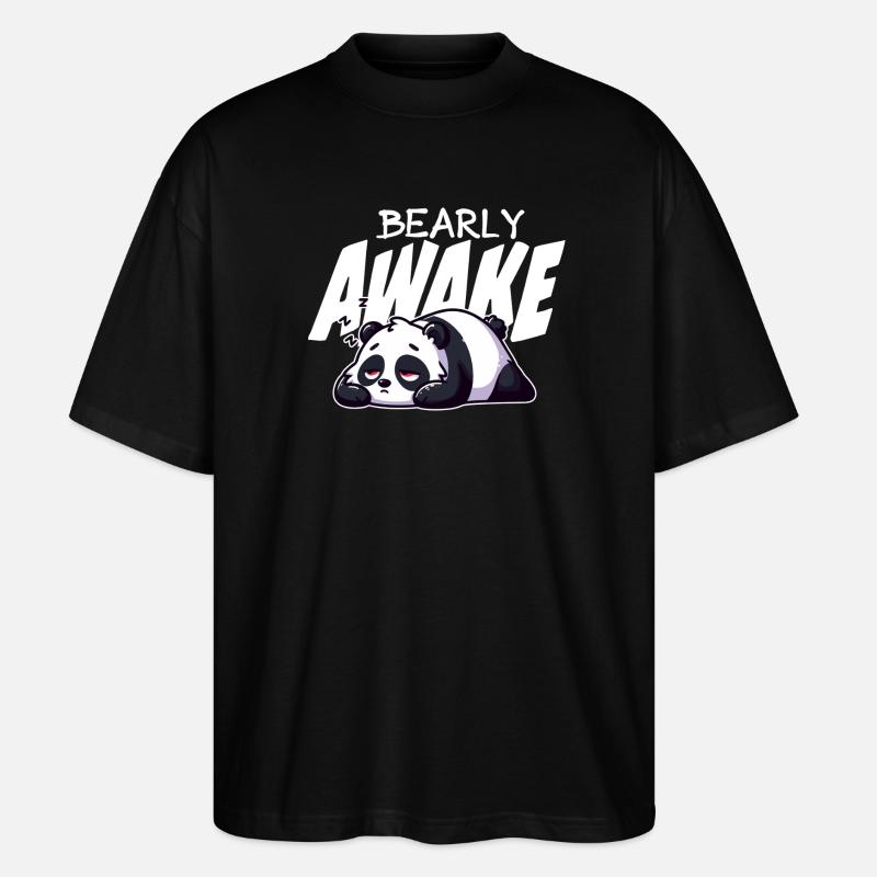 Früh erwachen Panda Illustration - Stanley/Stella Oversized Unisex Bio T-Shirt Blaster 2.0 - Schwarz