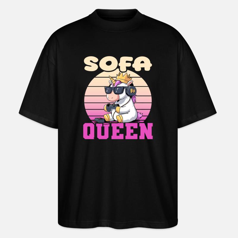 Sofa Queen - Einhorn zocken - Stanley/Stella Oversized Unisex Bio T-Shirt Blaster 2.0 - Schwarz