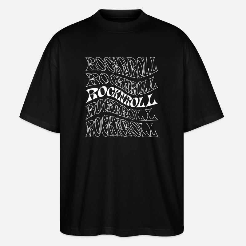 Typographie ondulée rocknroll psychédélique - T-shirt bio Blaster 2.0 coupe oversize Stanley/Stella Unisexe - noir