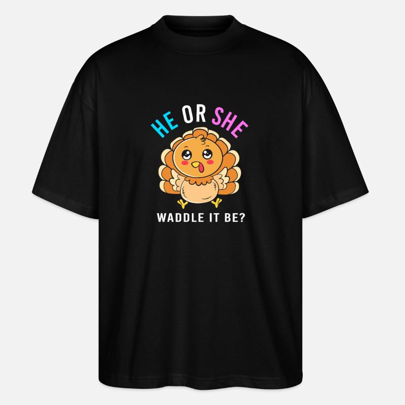 Thanksgiving Gender Reveal Werdende Mutter - Stanley/Stella Oversized Unisex Bio T-Shirt Blaster 2.0 - Schwarz