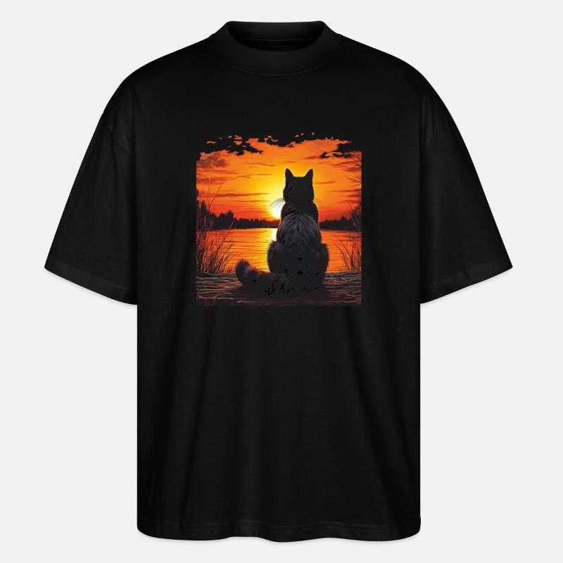 COUCHER DE SOLEIL CHAT - T-shirt bio Blaster 2.0 coupe oversize Stanley/Stella Unisexe - noir